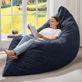 Hobestluk 3 in 1 Bean Bag Chair Giant Bean Bag Chairs for Adults with Plush Faux Fur Cover Convertible Bean Bag Floor Cushion with Machine Washable Cover for Living Room (Plush Dark Grey)-Ruum Studio Home