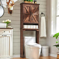 Over The Toilet Storage Cabinet, Farmhouse Bathroom Cabinet with Adjustable Shelf & Barn Door, 67" Tall Over The Toilet Shelf, Brown-Ruum Studio Home