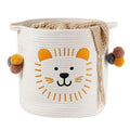 Large Blanket Baskets for Living Room Decor, Toy Storage Baskets Woven Cotton Rope Animal Storage Basket for Kids, Dog Toys Organizer Clothes Hamper with Embroidery Decor for Nursery (Large, Lion)-Ruum Studio Home