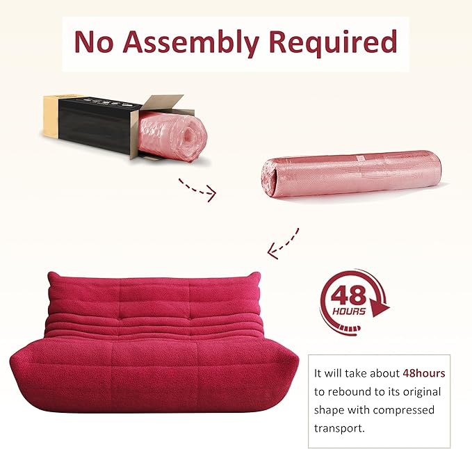 Bean Bag Chair, Oversized Loveseat Fireside Chair for Adults, 2 Seater with Memory Foam Filled, Lazy Sofa Lounge Floor Sofa for Living Room, Bedroom, Office, No Assembly Required. (Burgundy)-Ruum Studio Home