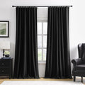 RAIN CITY Black Blackout Curtains 100 Inches Long, Custom Made Textured Linen Black Out Pleated Look Curtains with Hooks Window Drapes for Bedroom Living Room-50x100-inch 2 Panels Set-Ruum Studio Home