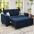 Belffin Modular Sectional Sleeper Sofa with Pull Out Couch Bed Modular Sleeper Loveseat Sectional Sofa Velvet Fabric for Living Room Apartment Blue-Ruum Studio Home