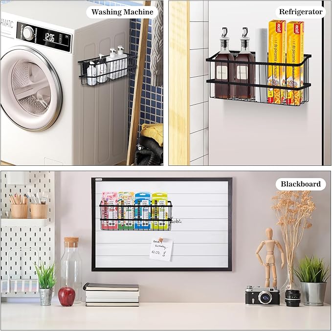 Magnetic Storage Basket, Large Magnetic Fridge Basket with Strong Magnet for Kitchen Laundry Room Office School Organization and Home Dryer Ball Storage, 14.96"x3.74"x5.91"-Ruum Studio Home