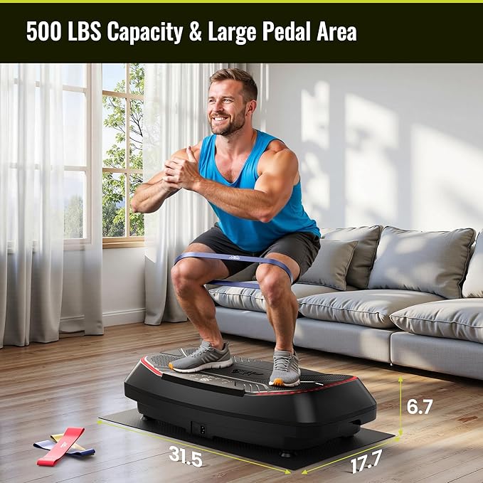 FLYBIRD 4D Vibration Plate 500 LBS Capacity, Oscillation, Linear, Pulsation Vibration Plate Exercise Machine, Triple Motors Vibration Plate for Bone Density Building & Lymphatic Drainage-Ruum Studio Home