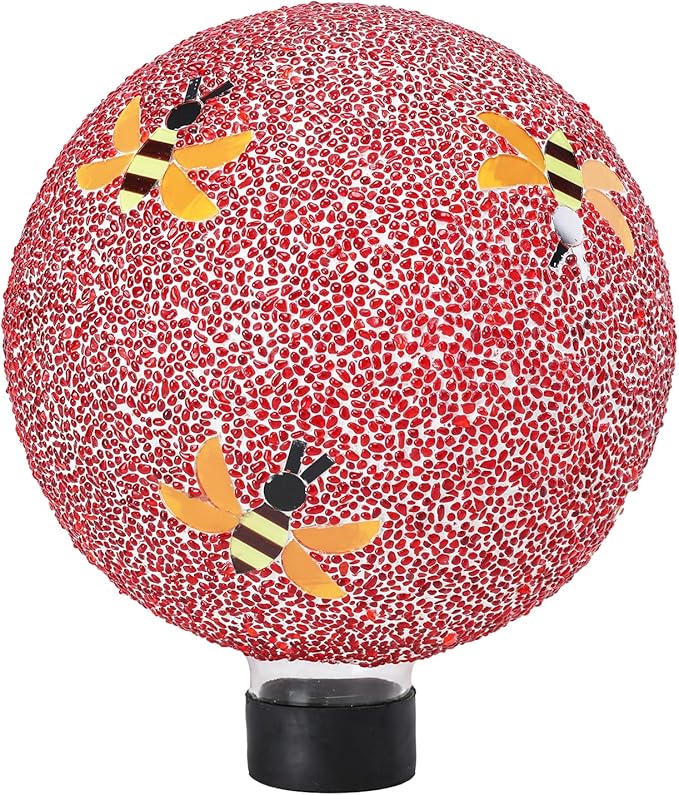 VCUTEKA Gazing Ball, 8" Glass Gazing Balls Sphere for Garden Lawn Outdoor Ornament Yard Decorative, Bee-Ruum Studio Home