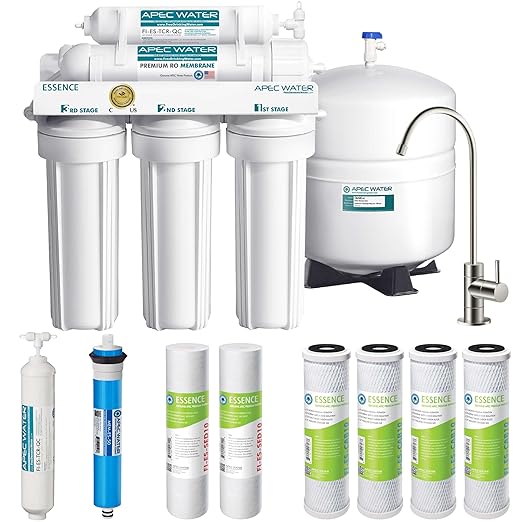 APEC Water Systems ROES-50 Essence Series Top Tier 5-Stage WQA Certified Ultra Safe Reverse Osmosis Drinking Water Filter System with Extra High Capacity Pre-Filter Set Stage 1-3-Ruum Studio Home