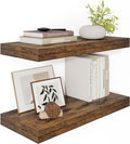 12" Deep Floating Shelves for Wall 24 Inches Long, Heavy Duty Wall Shelves for Bedroom Bathroom Kitchen Laundry Room, Farmhouse Rustic Shelves for Home Decor, 24" X 12" X 2" Set Of 2, Rustic Brown-Ruum Studio Home