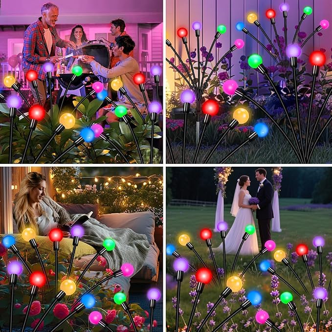 Solar Garden Lights Outdoor Decor, 24 LEDs Solar Firefly Light, Multicolor Changing RGB Swaying Lights Outdoor Waterproof, 4 Pack 6 Heads Christmas Garden Decorative for Yard Patio Pathway Lawn Decor-Ruum Studio Home