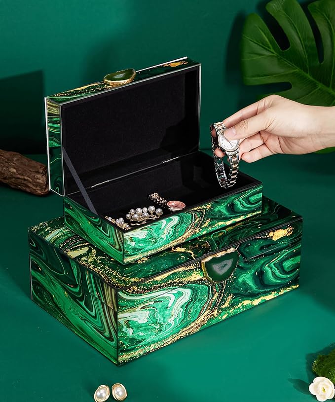 Homde Glass Decorative Storage Box: Set of 2 Boxes for Home Decor - Large Organizer with Lids for Decorations-Ruum Studio Home