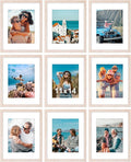 Vittanly 11x14 Picture Frames Set of 9, Shatter Resistant Plexiglass, Display 8x10 Pictures with Mat or 11x14 without Mat, Photo Frames for Wall or Tabletop, Engineered Wood, Rustic Pink-Ruum Studio Home