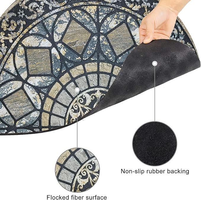 CHICHIC Entrance Door Mat Large 24 x 36 Inch Entry Way Doormat Front Door Rugs Outdoors Heavy Duty Welcome Mat Non Slip Rubber Back Low Profile for Garage, Patio, High Traffic Area, Blue-Ruum Studio Home