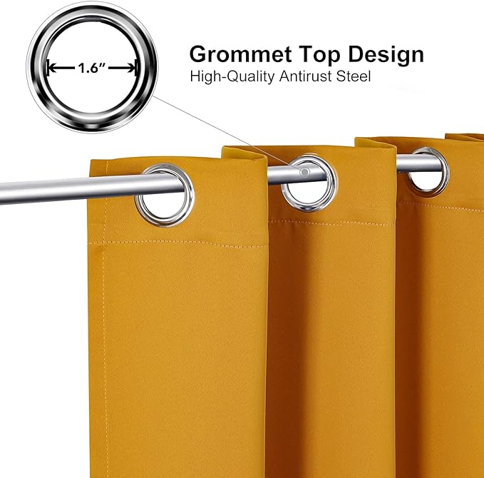 ChrisDowa Grommet Room Darkening Curtains for Bedroom and Living Room - 2 Panels Set Thermal Insulated Blackout Curtains (Mustard Yellow, 42W x 84L)-Ruum Studio Home