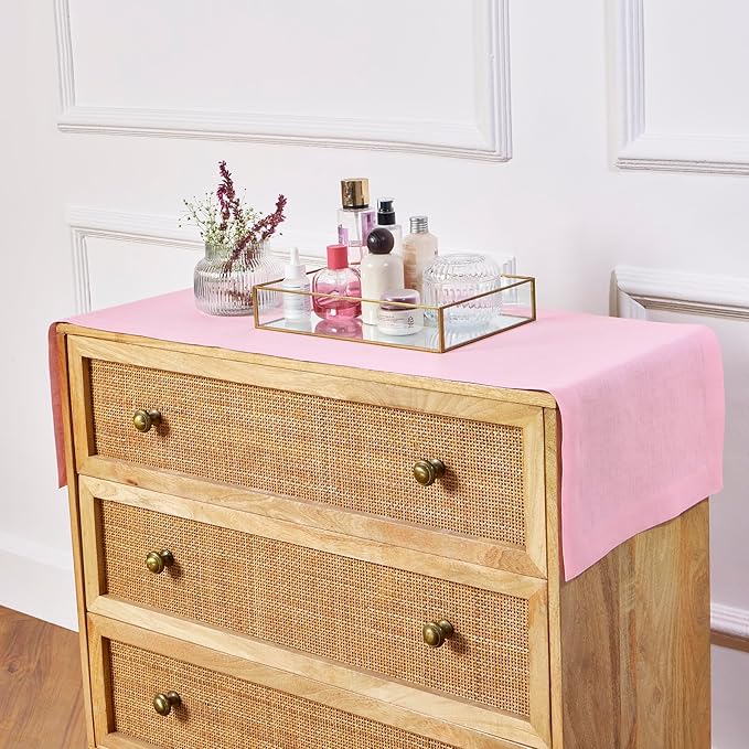 Solino Home Linen Pink Lemonade Table Runner 72 Inches Long - 100% Pure Linen 14 x 72 Inch Table Runner for Halloween - Fete-Ruum Studio Home