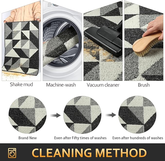 hicorfe Indoor Doormat,24"x35" Front Back Door Mat Rubber Backing Non Slip Door Mats,Low-Profile Absorbent Resist Dirt Entryway Doormat Inside Floor Mats for Entrance-Ruum Studio Home