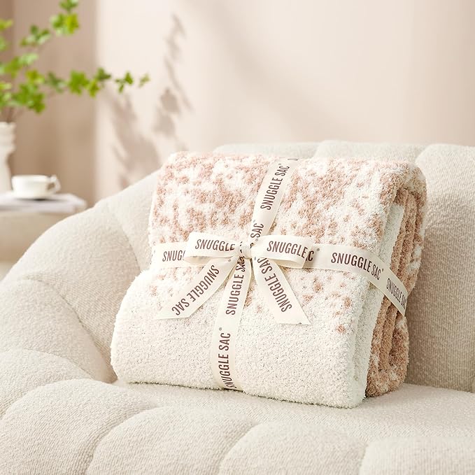 Snuggle Sac Buttery Beige Blanket Twin Size for Bed and Sofa, Reversible Super Soft Blankets Warm Cozy Knit Fuzzy Plush Blankets for Couch, Picnic, Ombre Beige, 60x80 inches-Ruum Studio Home