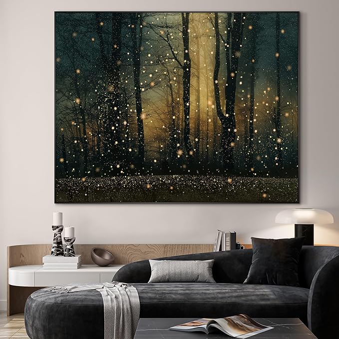 SIGNWIN 60"x72" Extra Large Framed Wall Art Magical Firefly Forest at Twilight, Enchanted Nature Scene for Home Living Room Bedroom Decor (Frame Assembly Required)-Ruum Studio Home