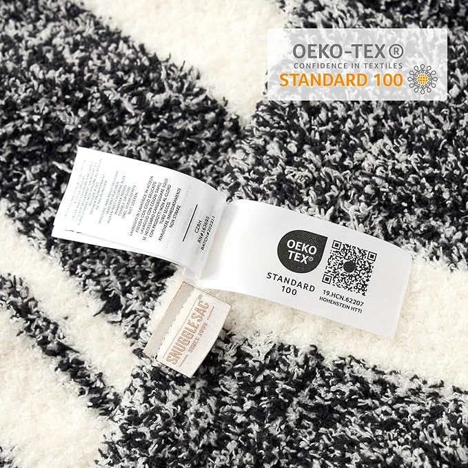 Snuggle Sac Stripe Black Throw Blanket for Couch, Reversible Super Soft Warm Blankets Cozy Knit Fuzzy Plush Lightweight Throws for Sofa, Bed, Stripe Black, 50x60 inches-Ruum Studio Home