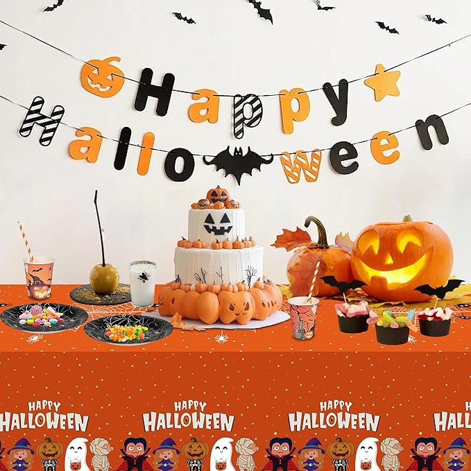 ATFUNSHOP 4 Packs Halloween Tablecloth Disposable Table Cover 54X108 Halloween Decorations KidsBirthday Party Decor, Spooky Spider Web Waterproof Spillproof Table Cloth - Perfect for Dinner-Ruum Studio Home