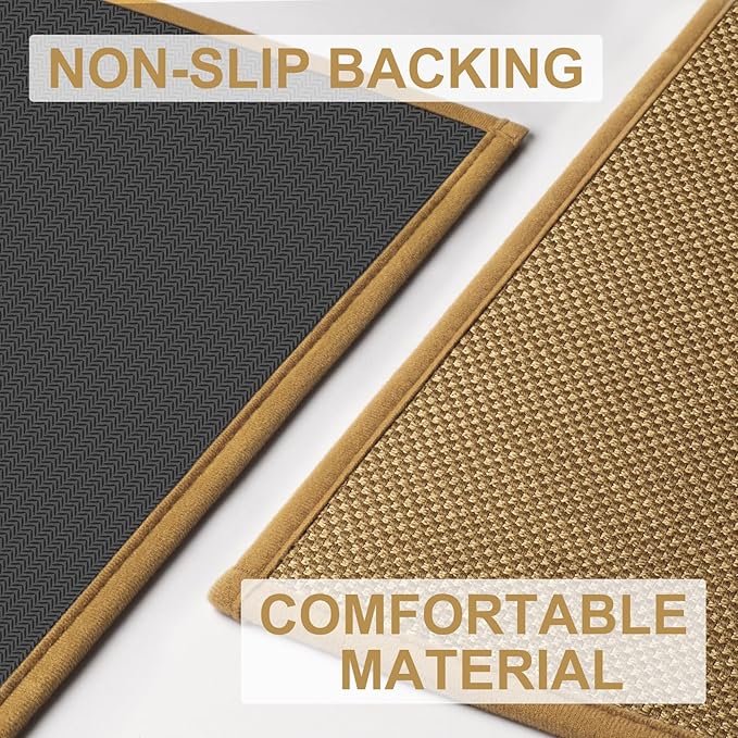 LEKEEPGO Door Mat 17"x29", Low-Profile Door Mat Indoor Entrance, Non Slip Rubber Backing Front Doormat Washable Absorbent Inside Indoor Resist Dirt Entryway Mat, Light Brown-Ruum Studio Home