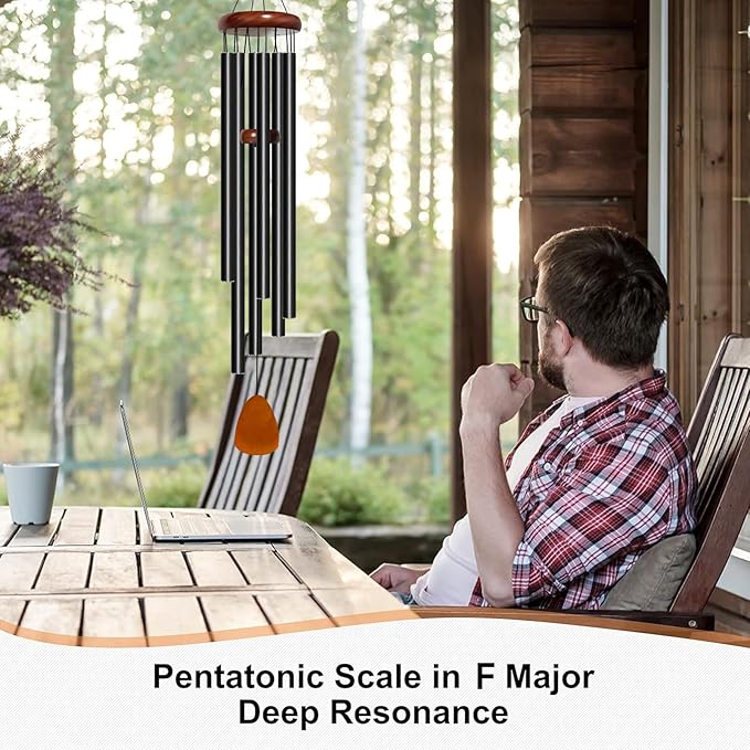 Wind Chimes for Outside Deep Tone, 50 inch Large Wind Chimes, 6 Heavy Duty Tubes Aluminium Metal Extra Large Wind Chime, Decoration for Garden, Patio, Yard, Gift for Mother's Day(Waterdrop)-Ruum Studio Home