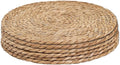 Defined Deco Woven Placemats Set of 6,13" Round Rattan Placemats,Natural Hand-Woven Water Hyacinth Placemats,Farmhouse Weave Place Mats,Rustic Braided Wicker Table Mats for Dining Table,Home,Wedding.-Ruum Studio Home