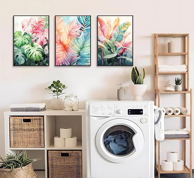 3pcs Tropical Botanical Canvas Wall Art Monstera Leaves Posters Botanical Prints Bohemian style Wall Decor Pictures Palm Leaves Paintings for Bathroom living room Decoration Unframed-Ruum Studio Home