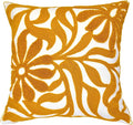 Alysheer Farmhouse Floral Leaves Embroidered Decorative Throw Pillow Cover 18x18 inches, Boho Tufted Flowers Embroidery Pattern Chic Cotton Cushion Case for Couch Bed Sofa Living Room(Mustard Yellow)-Ruum Studio Home
