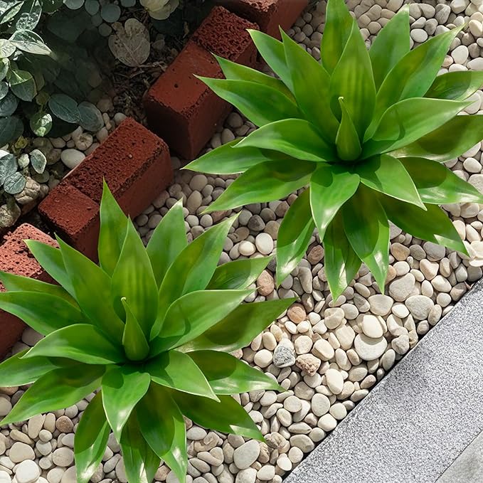 Artificial Agave Plants,Large UV Resistant Fake Agave Planters for Indoor and Outdoor Decorating Artificial Plants for Outdoors Fake Plants (2Pack, 18"-Ruum Studio Home
