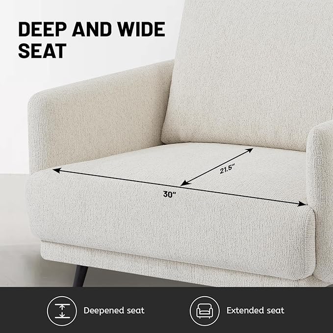 Oversized Accent Chair for Living Room Chairs Reading Arm Chair Comfy Modern Single Sofa Side Chairs with Metal Legs & Soft Cushion for Bedroom, Balcony,Waiting Room (Chenille, Oatmeal)-Ruum Studio Home
