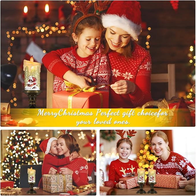 Christmas Flameless Candles, Flickering LED Candles with Timer, Snow Globe Candle Lights for Christmas Decorations-Ruum Studio Home