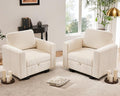 38.5 Oversized Accent Chair with Storage Ivory Corduroy Set of 2, Single Modern Accent Sofa with Arms Chair for Apartment Living Room (21" Deep Seat)-Ruum Studio Home