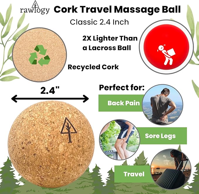 Travel Cork Massage Ball | Lightweight, Sustainable Alternative to Lacrosse Ball for Muscle Pain Relief (2 Piece Assortment, Sanded Cork)-Ruum Studio Home