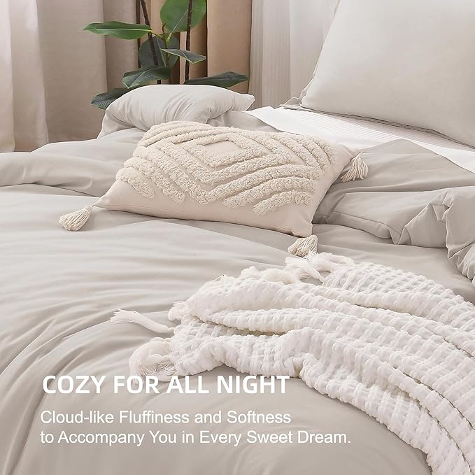 Litanika Linen Super King Plus Comforter Set, 3 Pieces Linen Lightweight Solid Super King Plus Bedding Comforter Set, All Season Fluffy Bed Set (1 Comforter & 2 Pillowcases)-Ruum Studio Home