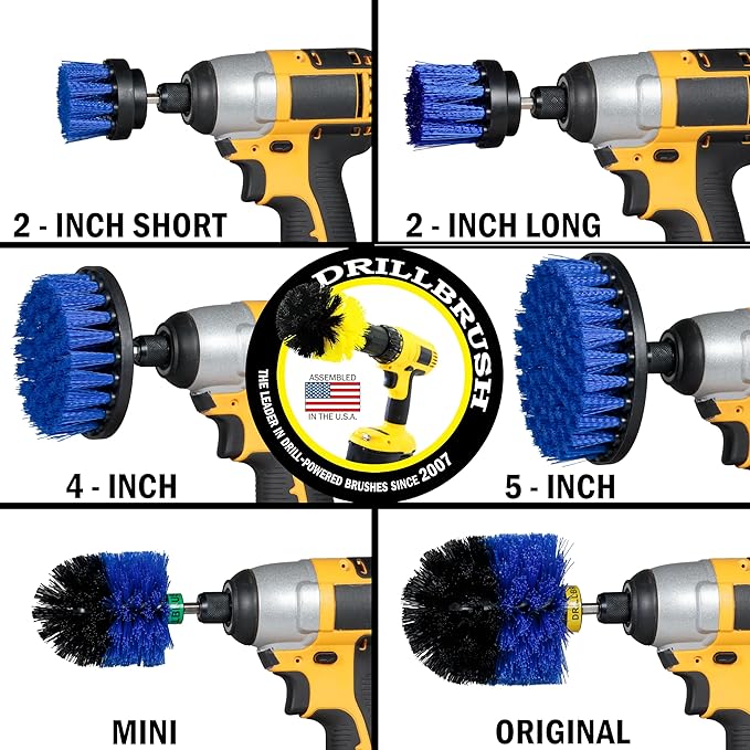 Pool Accessories - Cleaning Supplies - Drill Brush - 5 Piece Spin Brush Pool Cleaning Kit - Pool Supplies - Slide - Deck Brush - Hot Tub - Spa - Pond Liner - Pool Brush - Carpet Cleaner-Ruum Studio Home