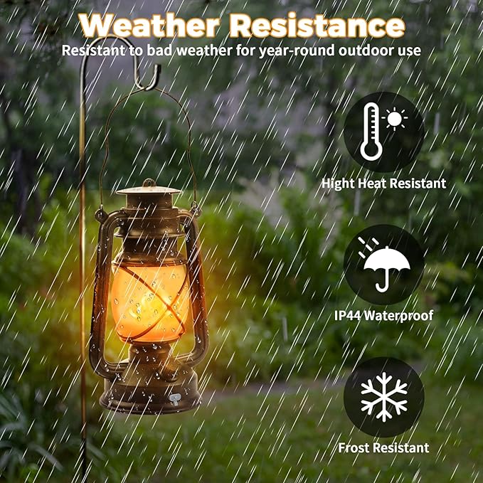 2 Pack Bronze Vintage 4 Modes Light LED Lanterns，Rechargeable Dancing Flame Lanterns Decorative Outdoor&Indoor, Remote Control Waterproof Hanging Lights for Camping,Patio Garden Pathway-Ruum Studio Home