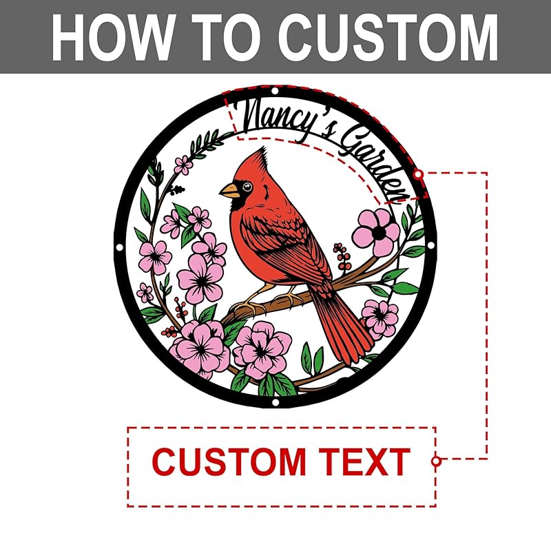 Personalized Name Garden Cardinal Metal Signs with Stake, Custom Family Name Yard Decor for Outdoor Outside, Cardinal Lawn Patio Stake Gardening Enthusiasts Grandmothers Gift-Ruum Studio Home