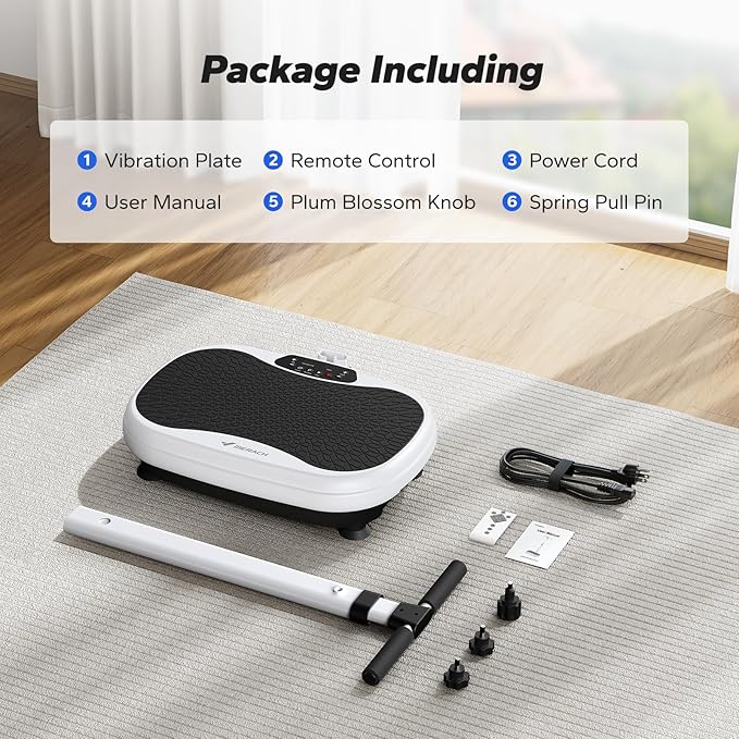 MERACH Vibration Plate Exercise Machine, Vibration Plate for Lymphatic Drainage Weight Loss, Vibrating Plate Exercise Machine with Handrails, Exercise Equipment for Women Men Home-Ruum Studio Home