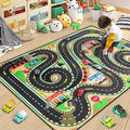 Kids Rug, Race Track Baby Play Mats, Realistic 3D Cascading Surround Route, 3x5 Ft Kids Rug for Playroom, Great for Playing with Cars and Toys, Non-Slip Car Carpet-Ruum Studio Home