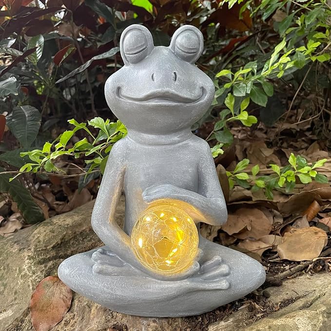 Solar Frog Garden Figurines Solar Lights Yoga Frog Statue for Outdoor Garden Patio Yard Frog Decor Gifts for Women Grandma Mother's Day Birthday Gifts-Ruum Studio Home