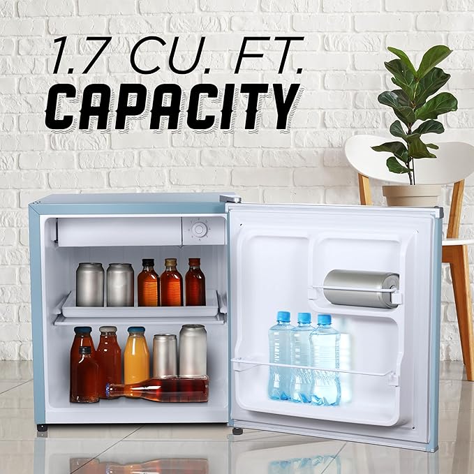 IBCR17SLT Compact, Energy Star Certified Small, Single Door Mini Fridge with Freezer Refrigerator, Standard (1.7 cu ft), Slate Blue-Ruum Studio Home