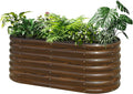 SnugNiture Galvanized Steel Raised Garden Bed, 4x2x2 ft, Outdoor Oval Deep Root Planter Box for Growing Vegetables, Flowers and Fruits-Ruum Studio Home