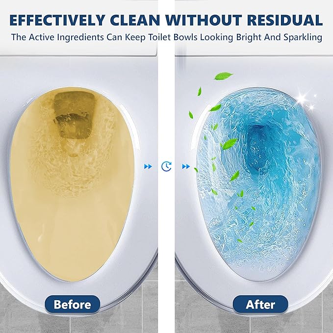 Toilet Bowl Cleaner Bottle, Automatic Toilet Bowl Cleaner Tablets in Bottle, Easy to Use, Long-Lasting Effect Toilet Cleaners Drop in Tank, Blue, 4 Bottles-Ruum Studio Home