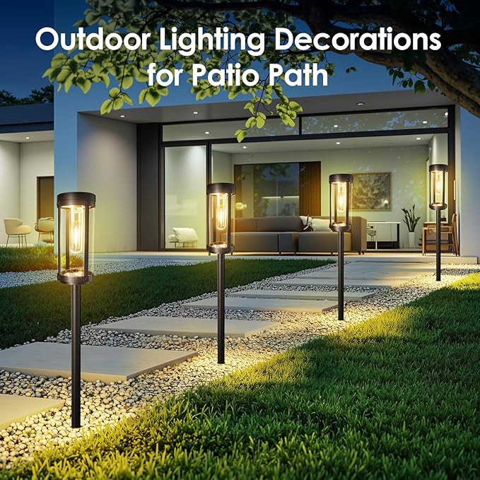 Bright Solar Pathway Lights Outdoor, 2 Pack Upgraded Solar Powered Garden Lights Waterproof, Auto On/Off Solar Yard Light for Lawn Patio Walkway Driveway Landscape Lighting Decor (Warm White, 2 Pack)-Ruum Studio Home