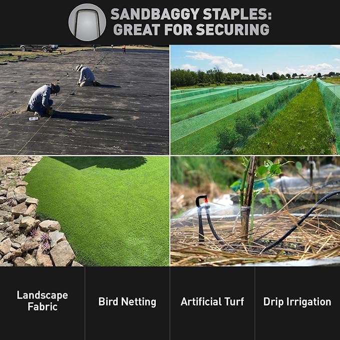 Sandbaggy 500-Count 6-Inch Galvanized Landscape Staples - SOD Garden Stakes ~ Trusted by Farmers & Contractors Across The USA-Ruum Studio Home