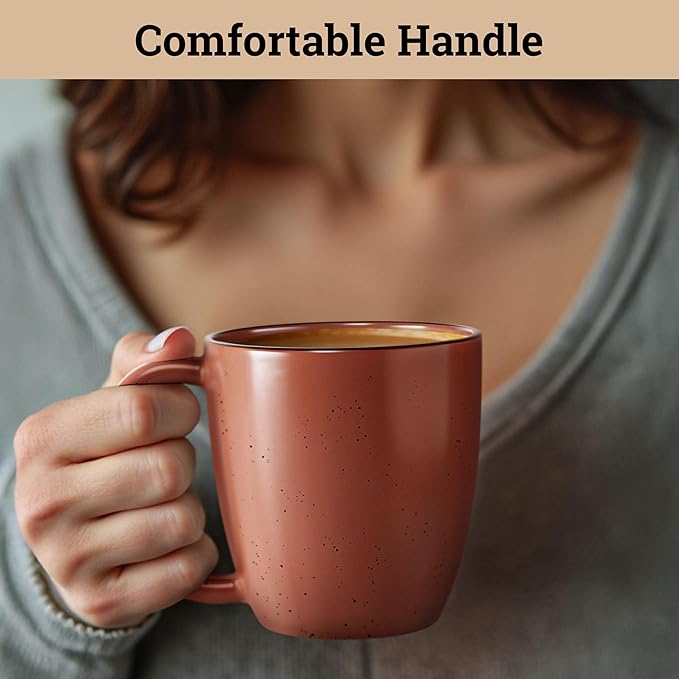 Ceramic Coffee Mugs Set of 4 - 16 oz Coffee Mug Set of 4 - Thick Durable Ceramic Mugs with Comfortable Handles - Dishwasher & Microwave Safe - Mug Sets 4 Beautiful Colors - Large 16 oz Full Capacity-Ruum Studio Home