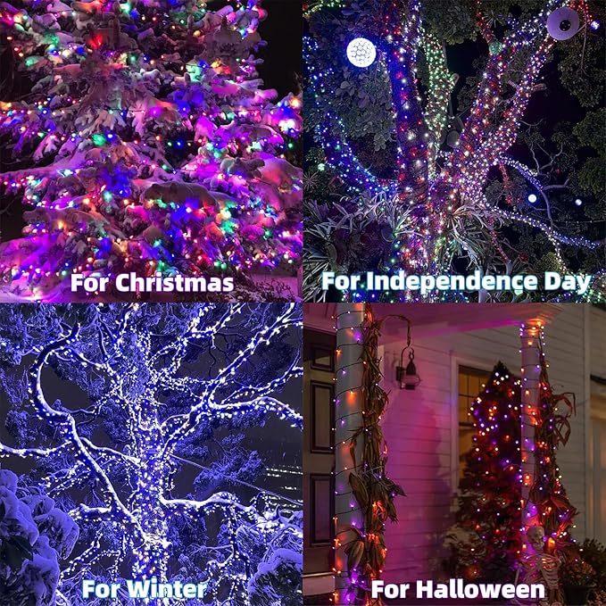 HOME LIGHTING 66ft Christmas Decorative Mini Lights, 200 LED RGB Changing 8 Functional Green Wire Fairy Halloween Lights with Remote Timer, Plug in Indoor Outdoor Xmas Wedding Party Decor-Ruum Studio Home