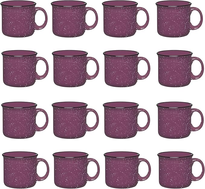 Set of 16 Ceramic Campfire Mugs – 15 Oz, Purple – Coffee & Tea Cups for Home, Work, Travel, Camping – Customizable, Great for DIY, Events, Companies-Ruum Studio Home