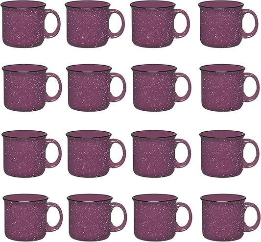 Set of 16 Ceramic Campfire Mugs – 15 Oz, Purple – Coffee & Tea Cups for Home, Work, Travel, Camping – Customizable, Great for DIY, Events, Companies-Ruum Studio Home