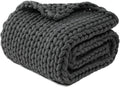 YnM Chunky Throw Blanket, Medium-Weight, Hand Knitted, Skin Friendly, Ventilated and Breathable, Machine Washable, Home Décor Piece for Couch, Sofa and Bed (Charcoal Grey, 40x50 Inch)-Ruum Studio Home