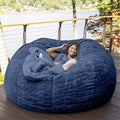 Big Huge Giant Bean Bag Chair for Adults, (No Filler) Bean Bag Chairs in Multiple Sizes and Colors Giant Foam-Filling Required- Machine Washable Covers, Double Stitched Seams (Blue,6FT)-Ruum Studio Home